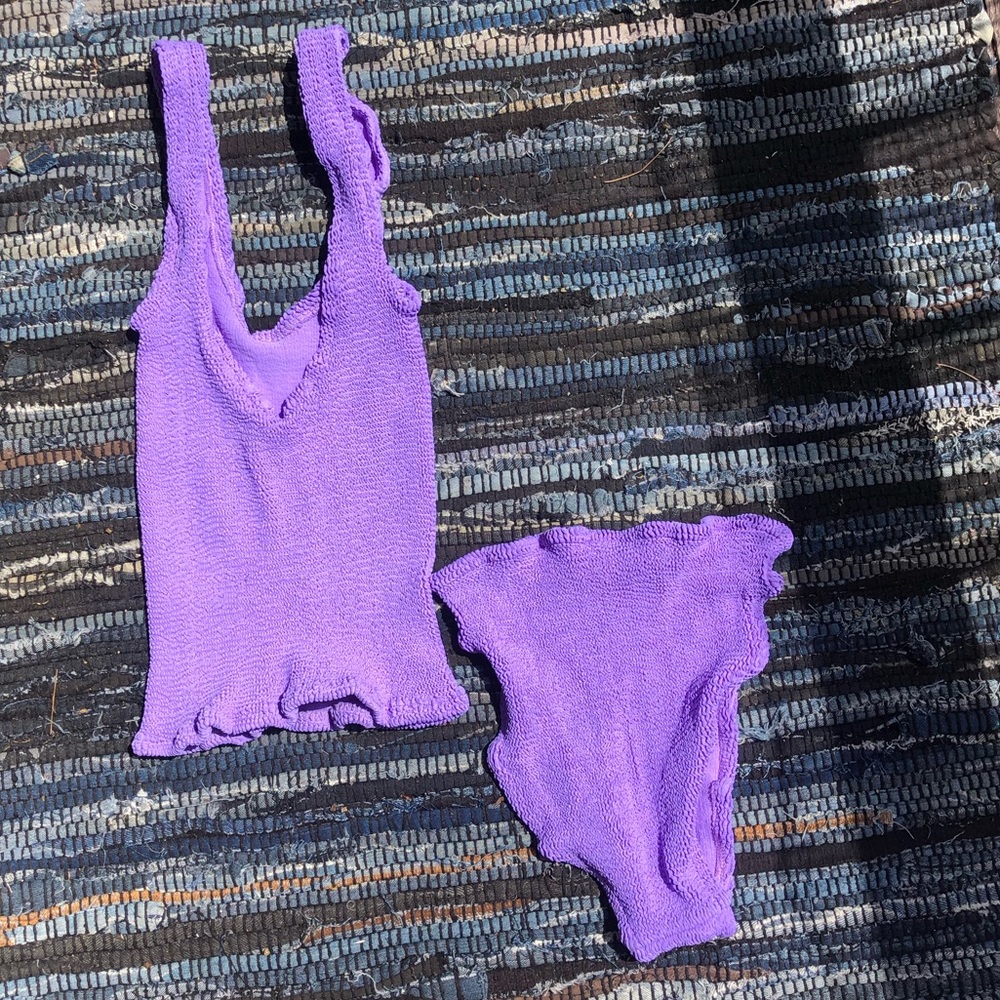 NWT Hunza G Purple Tankini Bikini Swimsuit